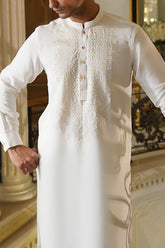 Ivory Hand-Embroidered Kurta Trouser- Noor e Fitr
